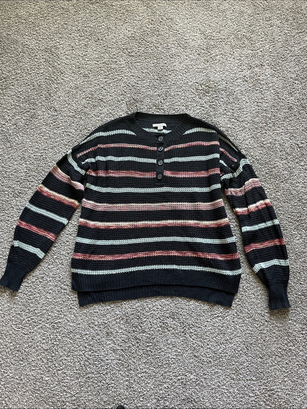 American Eagle striped Henley sweater